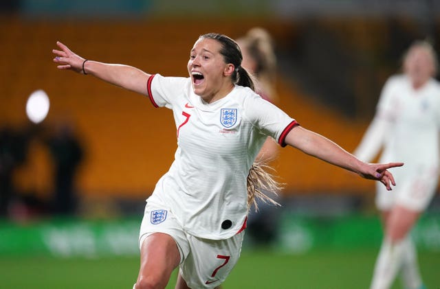 Fran Kirby celebrates her goal against Germany at Molineux