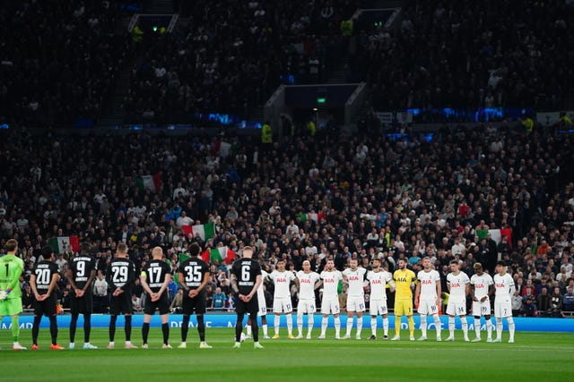 A minute''s applause took place before Tottenham v Eintracht Frankfurt