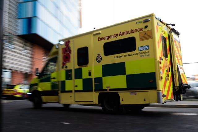 An ambulance arriving at an Emergency Department (A&E) at the Royal London hospital in London