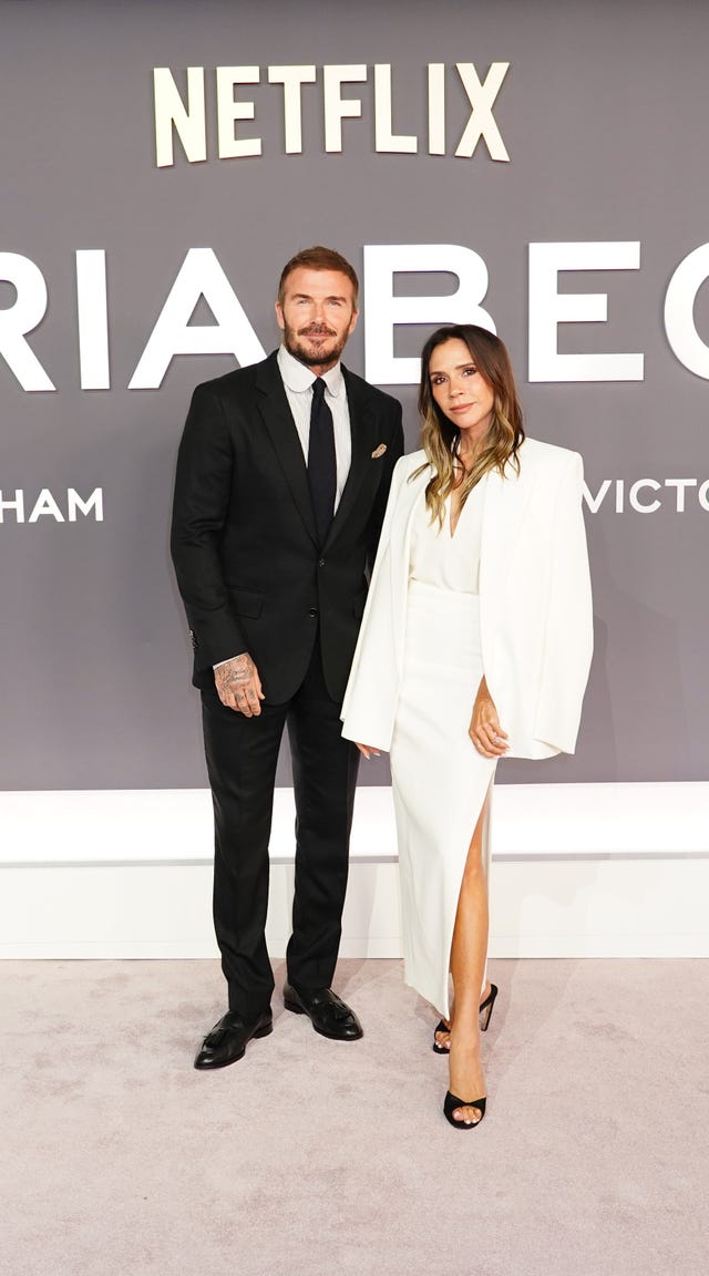 David Beckham and Victoria Beckham attending the world premiere of the Netflix documentary series, Victoria Beckham, at the Curzon Mayfair, London 