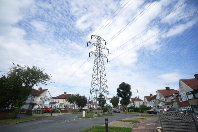 An steel lattice tower surrounded by homes in Sidcup, Kent