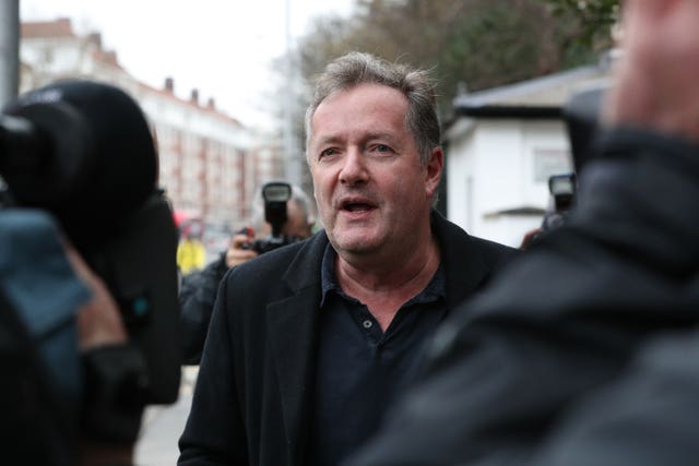 Piers Morgan speaks to reporters outside his home in Kensington, central London, the morning after it was announced that he was leaving Good Morning Britain