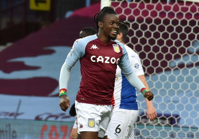 Aston Villa's Bertrand Traore celebrates scoring a goal