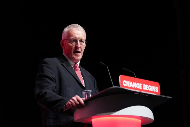 Secretary of State for Northern Ireland Hilary Benn speaks during the Labour Party conference 