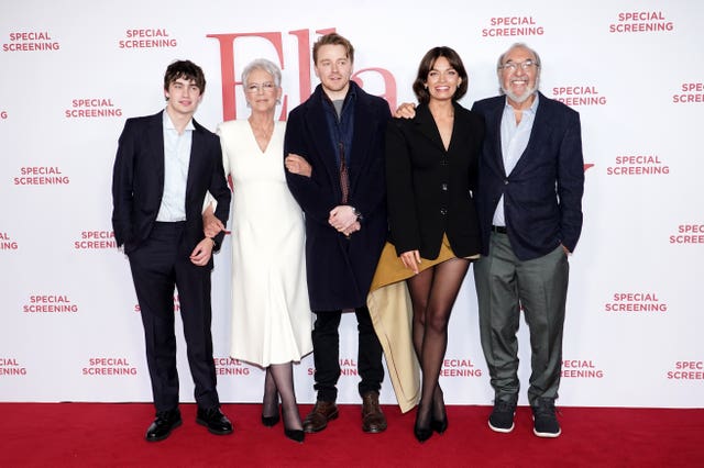 Spike Fearn, Jamie Lee Curtis, Jack Lowden, Emma Mackey and director James L Brooks attending an Ella McCay special screening at Picturehouse Central, central London