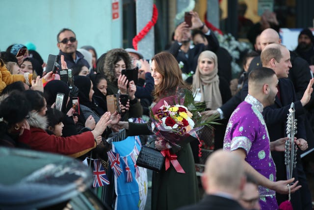 The duke and duchess were cheered by well-wishers at each engagement 