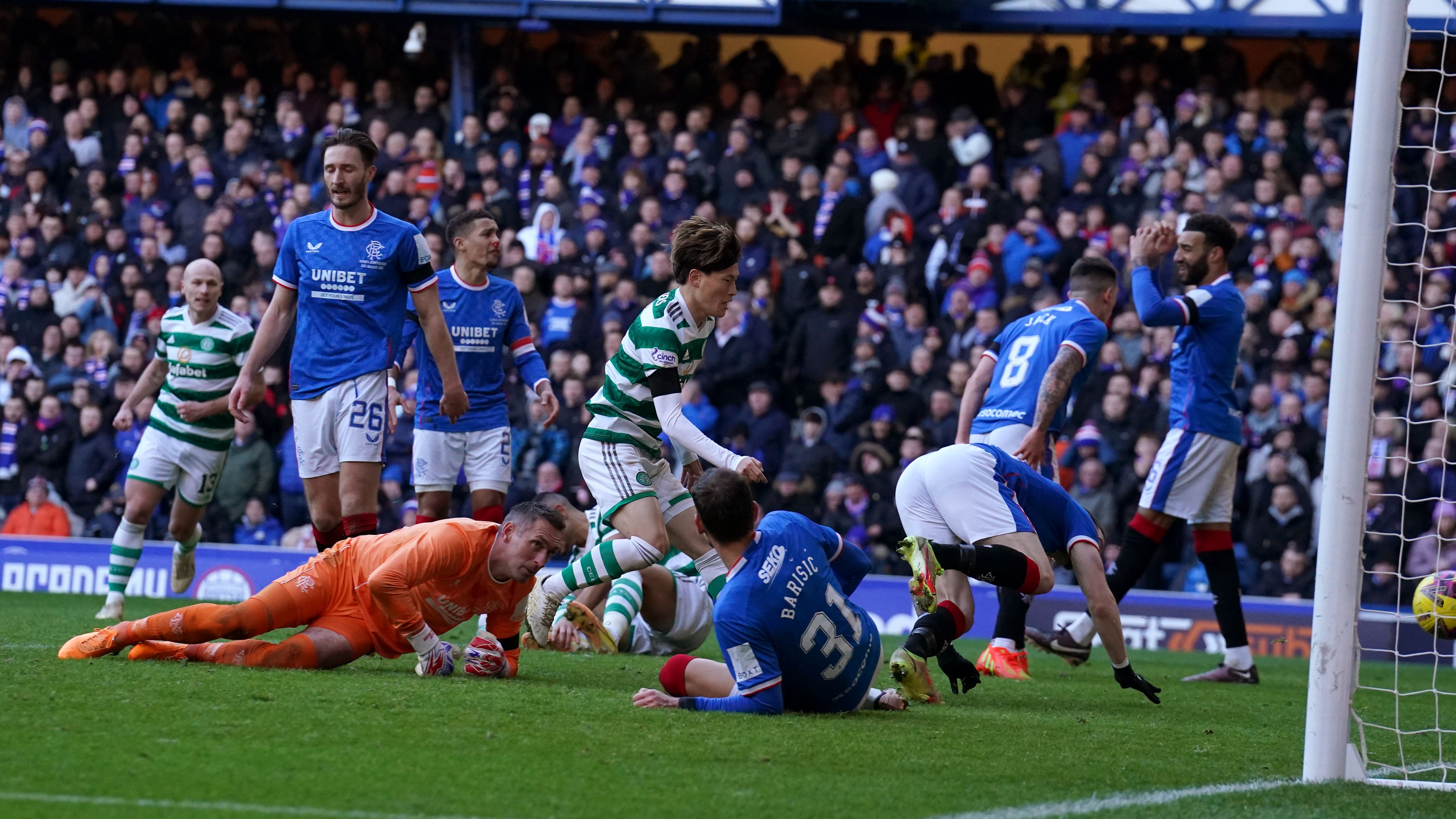 Kyogo Furuhashi scored a late equaliser for Celtic (Andrew Milligan/PA)