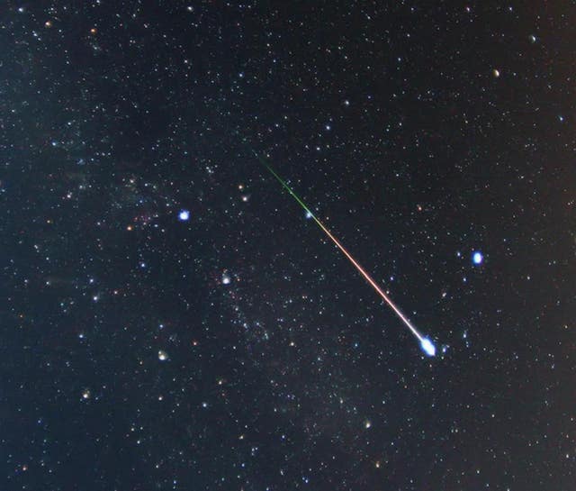 Perseid meteor shower showing stars in the Cygnus constellation