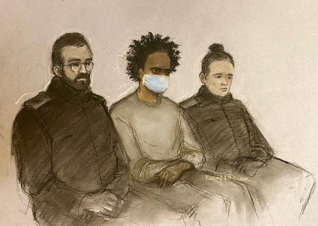 Court artist sketch by Elizabeth Cook of Southport stabbings suspect Axel Rudakubana, 18, appearing on the first day of his trial at Liverpool Crown Court