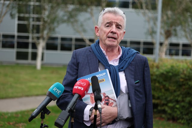 Ryanair CEO Michael O’Leary speaking to the media ahead of the Ryanair AGM at its offices in Dublin 