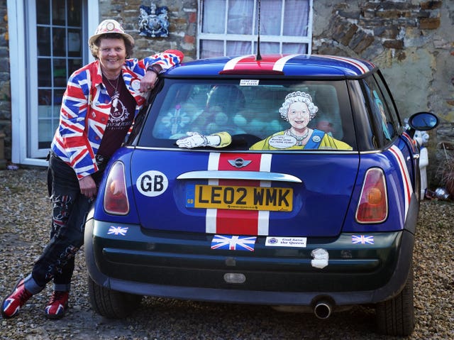 Anita Atkinson, 65, with her royal-themed car 