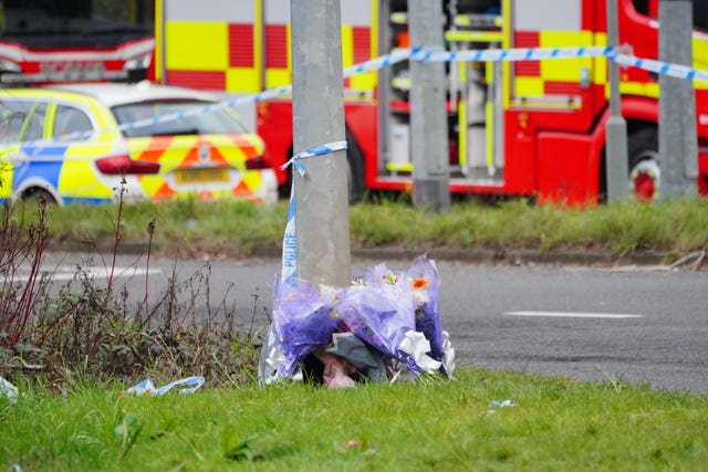 Floral tributes left near the scene of the incident