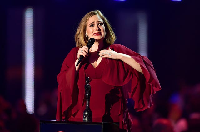 Adele pictured at the 2016 Brit Awards