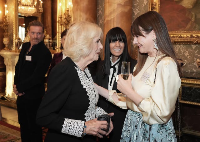 Camilla attending a reception to mark the centenary of the Film and TV charity at Buckingham Palace last week 