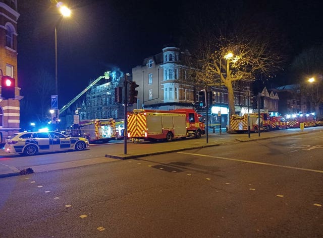 Firefighters at the scene of a fire on Lyncroft Gardens in West Hampstead