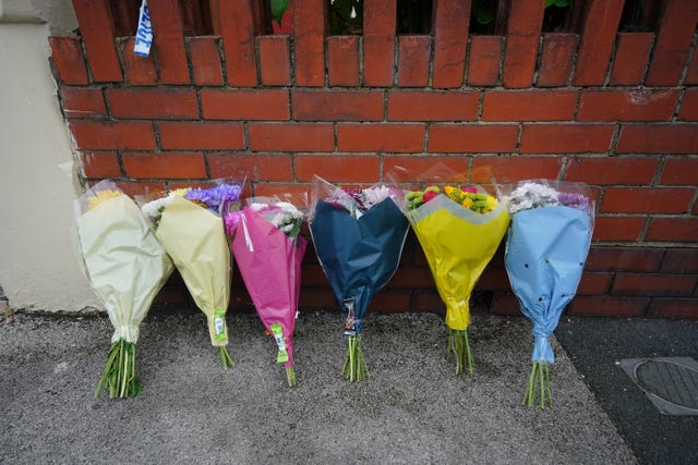 Flowers at the scene of a Blackpool house fire