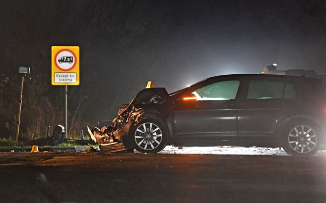 Scene of the crash near the village of Bluntisham in Cambridgeshire 