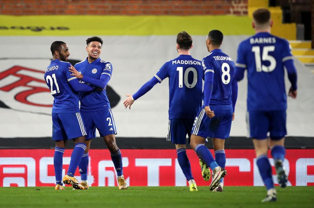 Leicester celebrate a goal