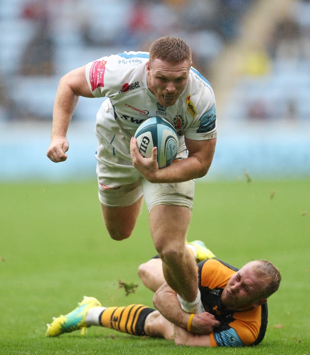 Exeter’s Sam Simmonds is tackled by Wasps' Dan Robson