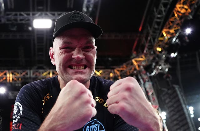 Tyson Fury celebrates a win