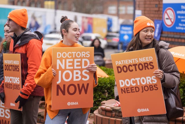Resident doctors on the picket line outside Leeds General Infirmary