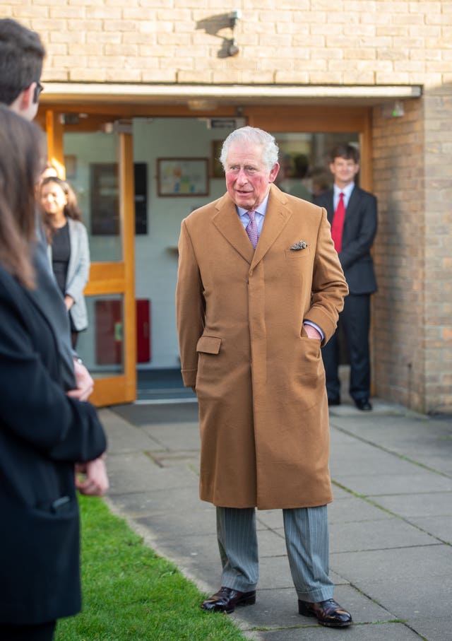 The Prince of Wales during a visit to the Whittle Laboratory, a power research lab at the University of Cambridge 