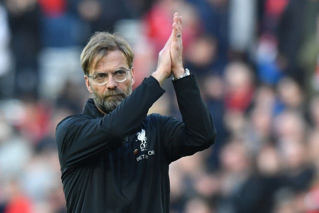Liverpool manager Jurgen Klopp looked pleased with the performance (Anthony Devlin/PA)