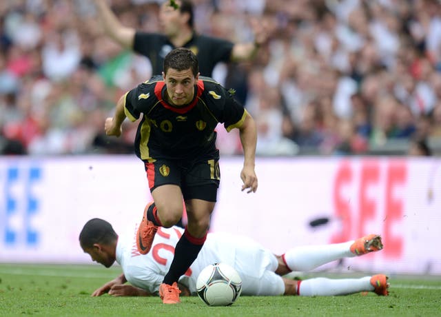 Hazard in action for Belgium against England
