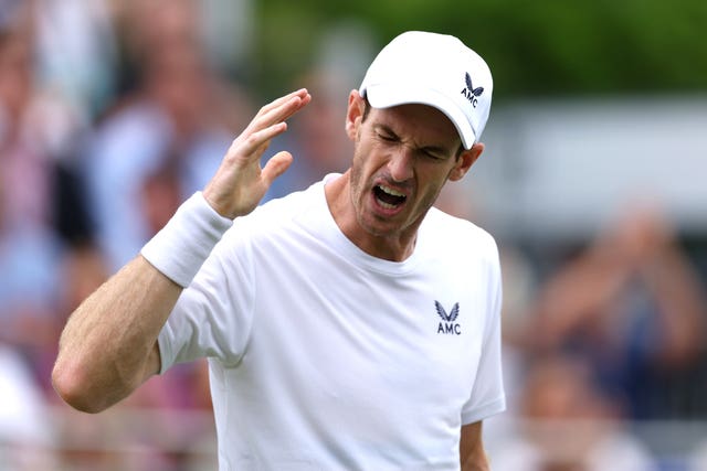 Andy Murray shouts in frustration