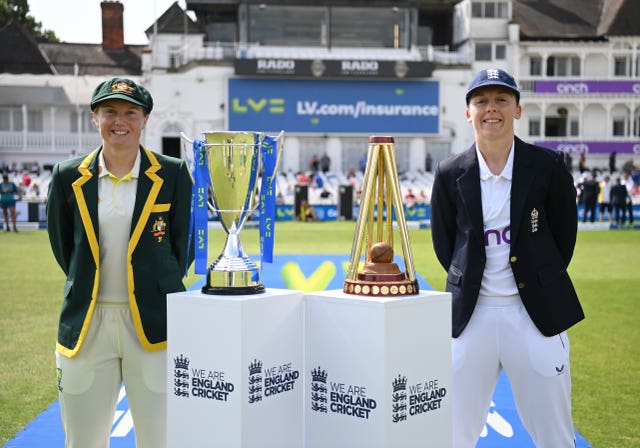 Heather Knight, right, captained England in a record-breaking Women's Ashes (Gareth Copley/Pool/PA)