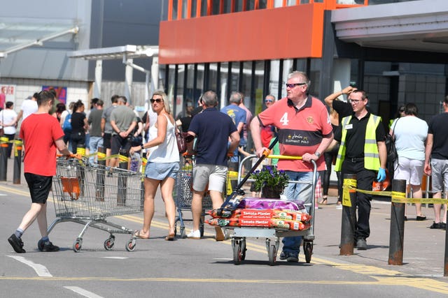 Long queues outside a B&Q store in Bristol on Saturday