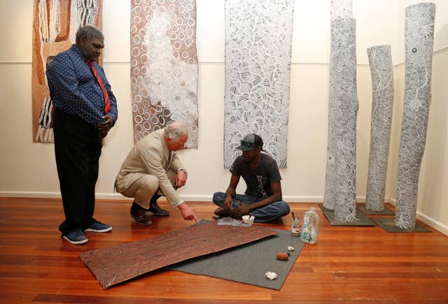 Charles talked with artists at the centre (Phil Noble/PA)
