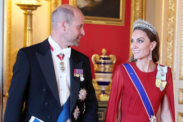 The Prince and Princess of Wales at the President of France Emmanuel Macron's state banquet 