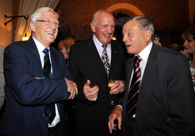 Sir Michael with Sir Henry Cooper and Dickie Bird at a party to celebrate the publication of his autobiography in 2008 