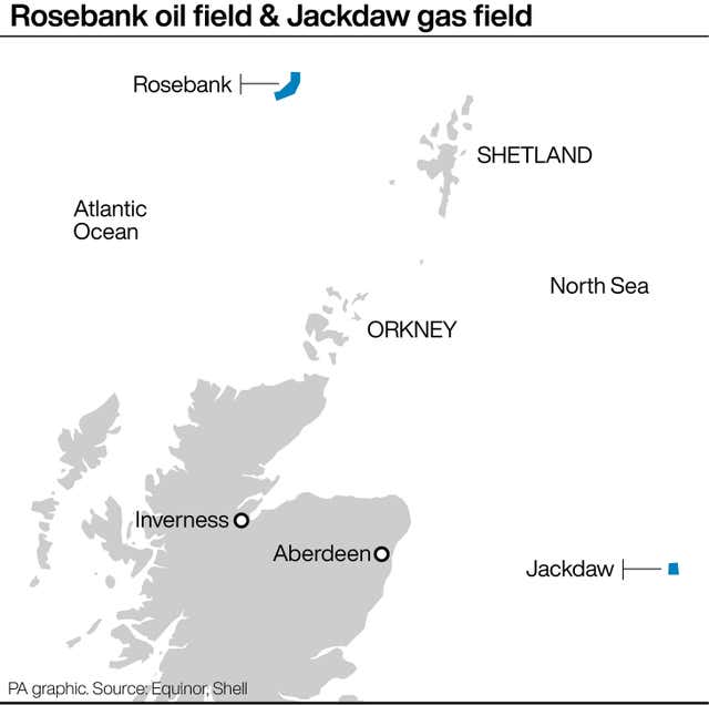 Rosebank oil field & Jackdaw gas field locator graphic