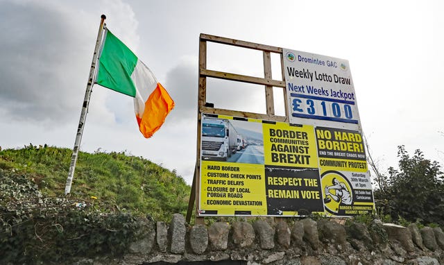 Anti-Brexit signage in the village of Jonesborough 
