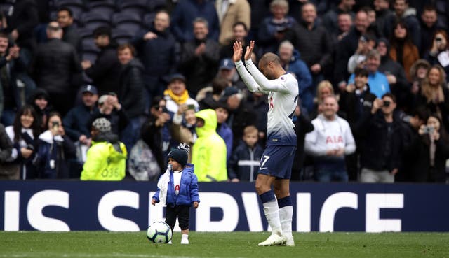 Lucas Moura played with his son on the pitch after his hat-trick heroics against Huddersfield 