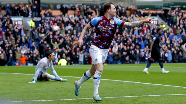 Ashley Barnes celebrates his opening goal (Will Matthews/PA)