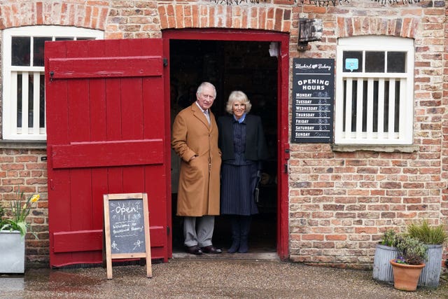 The King and the Queen Consort during their visit to Talbot Yard Food Court in Malton 