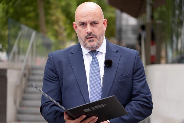 Head of Counter Terrorism Policing, Assistant Commissioner Laurence Taylor, speaking outside New Scotland Yard