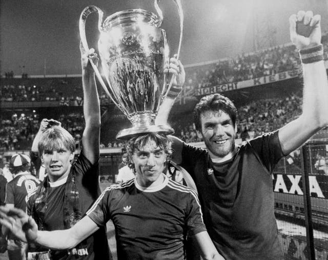 Aston Villa players celebrate after winning the 1982 European Cup