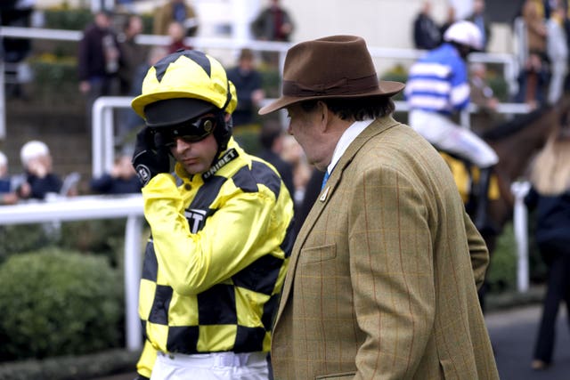 Nico de Boinville (left) and Nicky Henderson set to run Shishkin over three miles at Aintree 