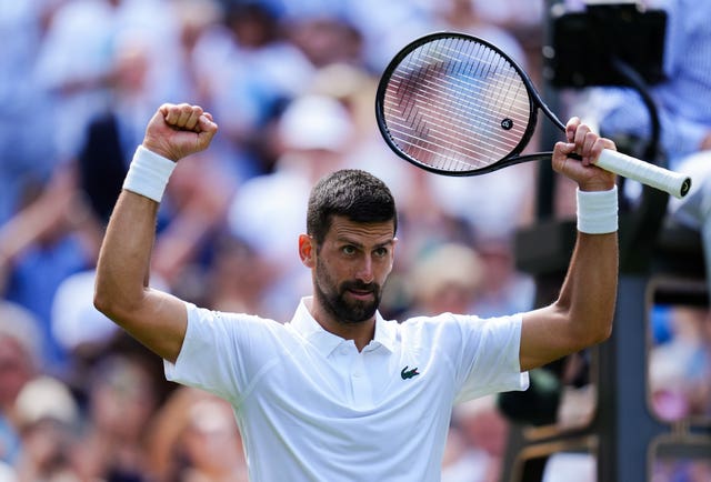 Novak Djokovic celebrates a victory 