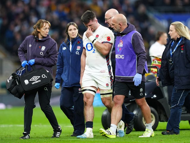 Tom Curry was knocked out against Australia in England's second game of the autumn