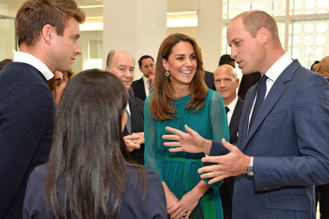 The Duke and Duchess of Cambridge talk to guests