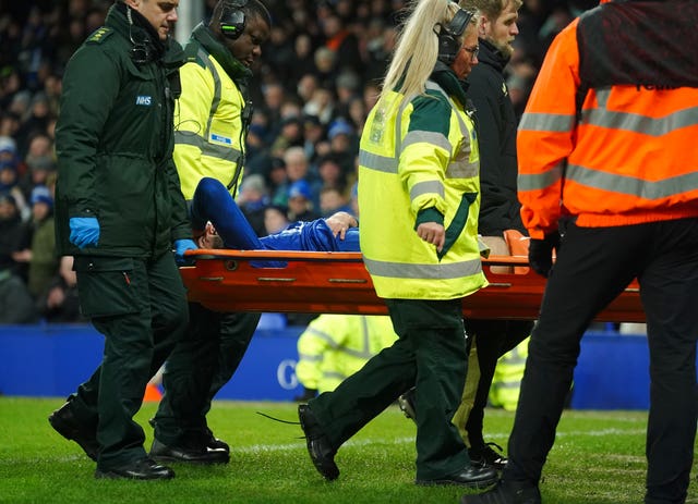 Armando Broja leaves the game on a stretcher