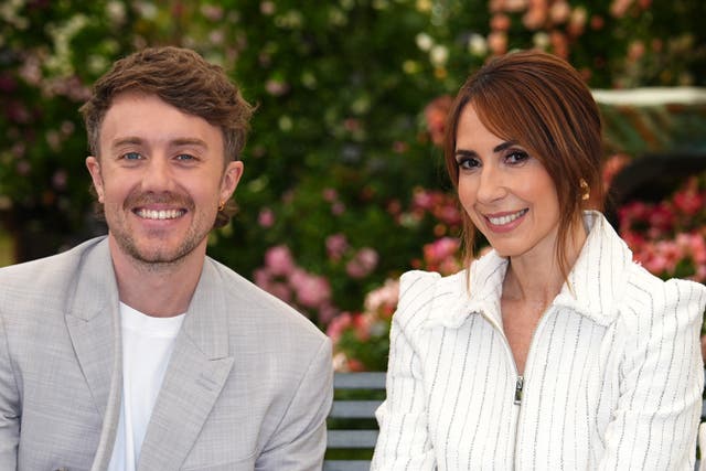 Roman Kemp and Alex Jones pose for the camera at the Chelsea Flower Show 2026