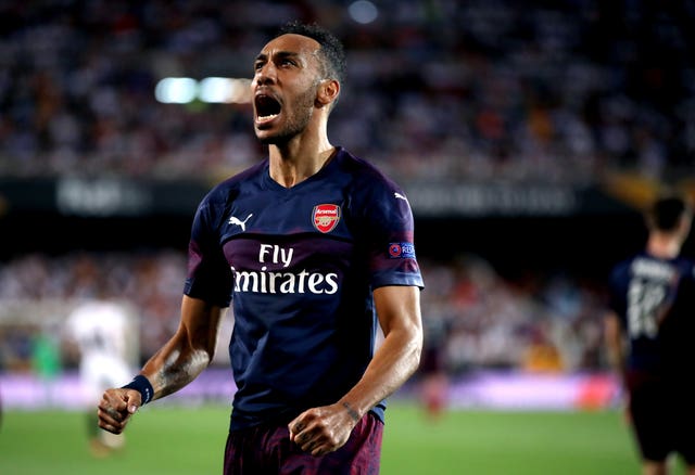 Aubameyang hit a hat-trick in Arsenal's Europa League semi-final second leg win over Valencia.