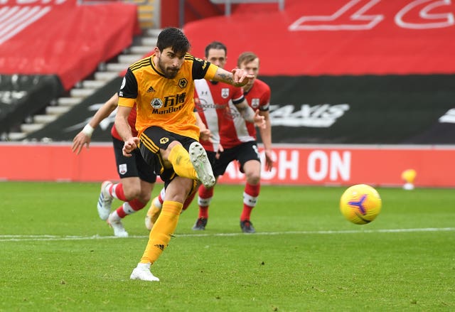 Ruben Neves levelled from the controversial penalty for Wolves