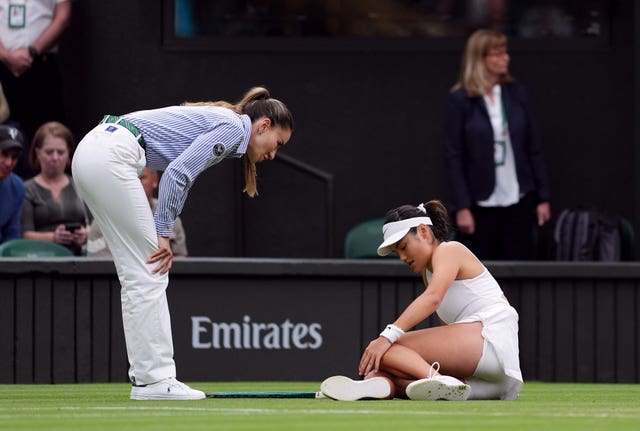 Emma Raducanu slipped on Centre Court